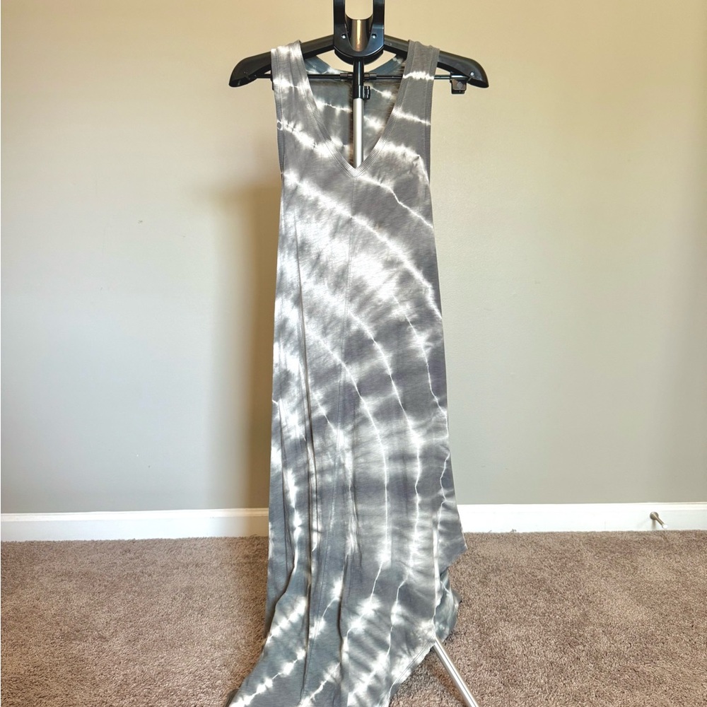 Z Supply Green and White Tie-Dye Maxi Dress with slit